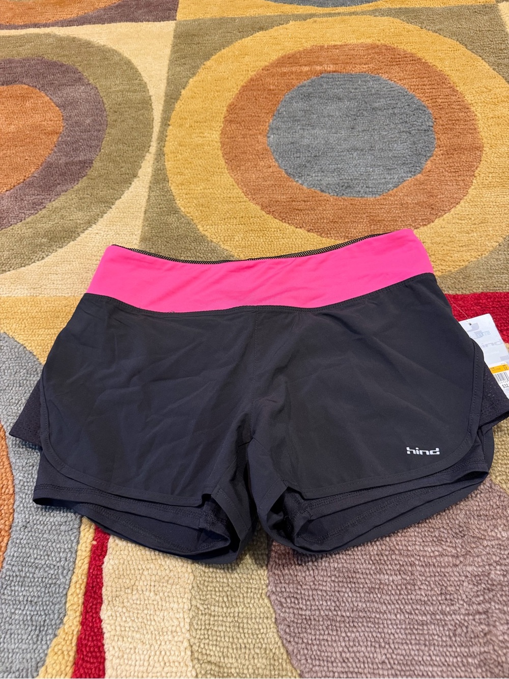 NWT Hind Athletic Running Shorts Built in Bike Shorts Pink Black Women’s Medium